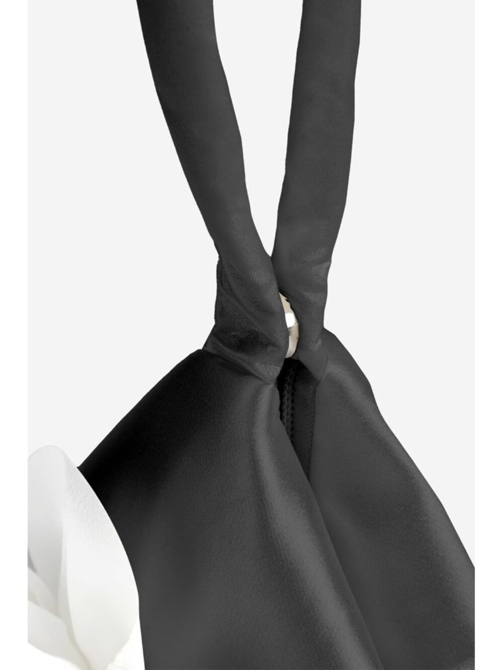 👜Women's Black White Flower Satin Triangle Evening Clutch Wristlet Purses Bag - Picture 2 of 7
